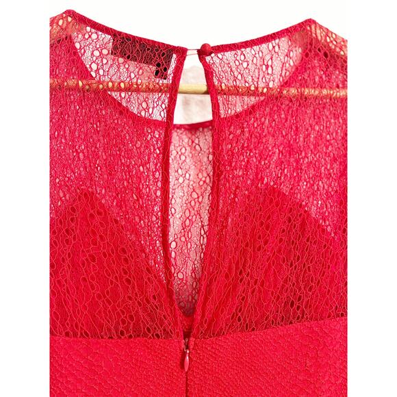 The Kooples Red Lace Yoke Sheer Sheath Cocktail Holiday Mini Dress Size XS - Picture 8 of 9